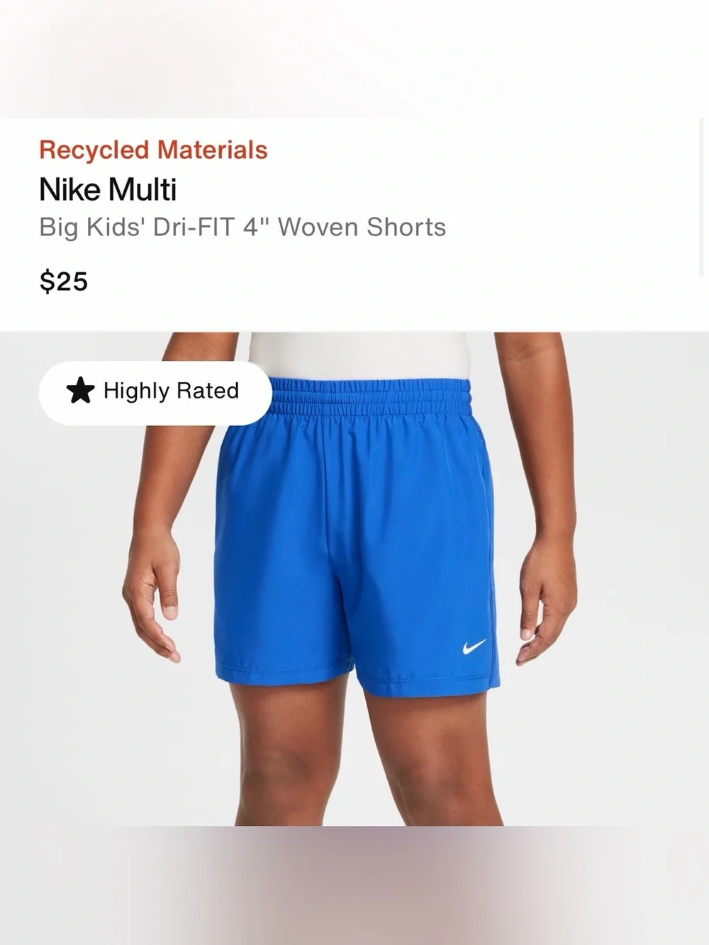 Nike Kids Blue Athletic Shorts